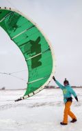 Skier launches kite