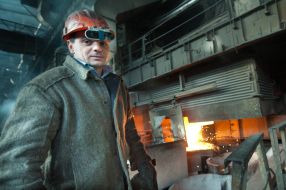 A worker at one of the shops of the plant