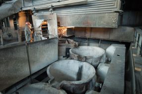 A worker at one of the shops of the plant