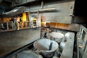 A worker at one of the shops of the plant