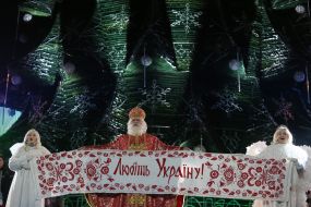 A man dressed as Saint Nicholas