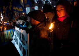 Participants of torch march