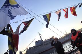 Raising the flag