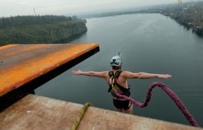 Man jumps from a bridge