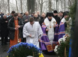 Participants of ceremony of laying flowers
