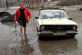 Car in the flooded street