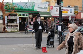The man in the image of Charlie Chaplin
