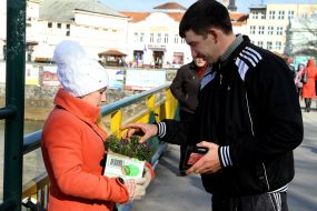 Мужчина покупает шафраны