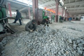 Workshop for production of paving stones