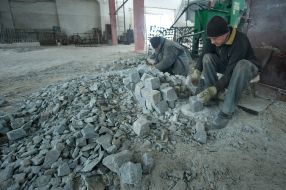 Workshop for production of paving stones