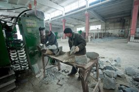 Workshop for production of paving stones