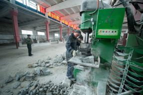 Workshop for production of paving stones