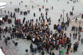 People watching speeches of Viktor Yanukovіch