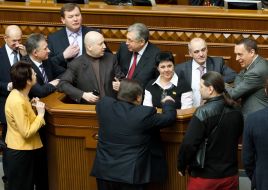 The deputies block rostrum