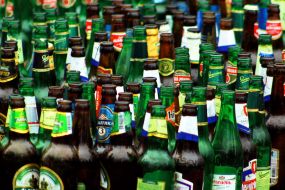 Empty beer bottles