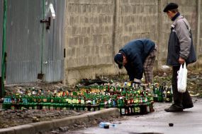 Empty beer bottles