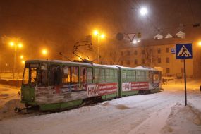 Snowy tram