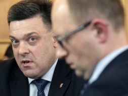 Oleg Tyagnibok and Arseniy Yatsenyuk