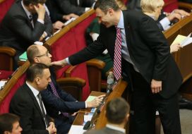 Vitaliy Klichko, Arseniy Yatsenyuk and Nikolay Martynenko