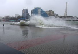 Storm on the waterfront of Sevastopol