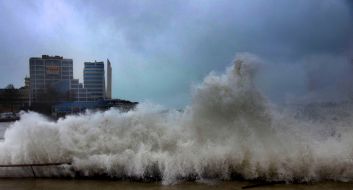 Storm on the waterfront of Sevastopol