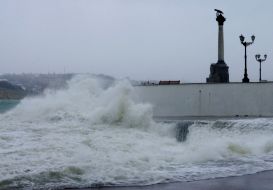 Storm on the waterfront of Sevastopol