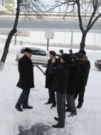 Nikolay Azarov speaks to reporters