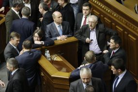 Opposition deputies block rostrum of parliament