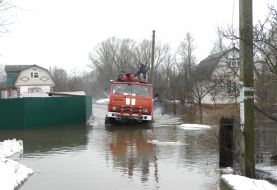 Rescuers on firetruck