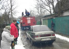 Rescuers on firetruck