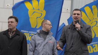 Arseniy Yatsenyuk, Vitaliy Klichko and Oleg Tyagnibok