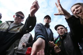 Участники парада гопников