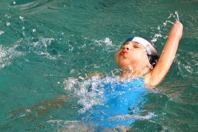 Participant of tournament on swimming