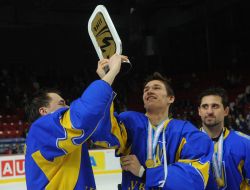 Players of Ukraine national team in hockey