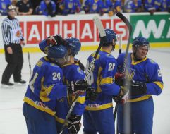 Players of Ukraine national team in hockey