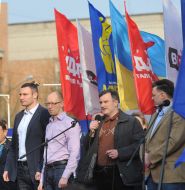 Arseniy Yatsenyuk, Vitaliy Klichko and Oleg Tyagnibok