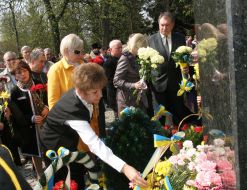 Participants of ceremony of laying flowers