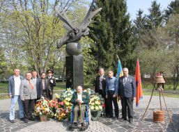 Participants of ceremony of laying flowers