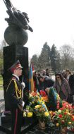 Participants of ceremony of laying flowers