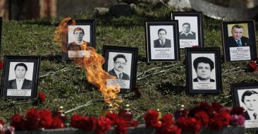 Photos of victims of the accident at the Chernobyl nuclear power plant