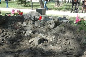 A place where there was a memorial sign in honor of warriors