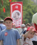 Guys in caps with communist symbols
