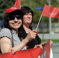 Participant of May Day demonstration