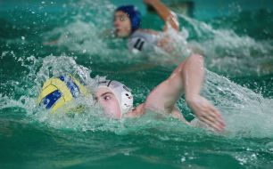 Players of the Lvov command on water-polo “Dinamo”