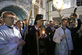 The priest brings the Holy Fire