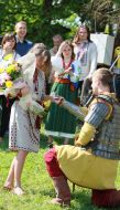 Man dressed as a knight declares his girlfriend