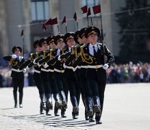 Participants of festive parade
