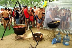 People stand in the queue