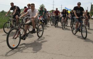 Participants of bikes pilgrimage