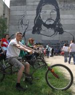 Participants of bikes pilgrimage